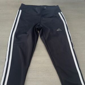 Adidas Women's Black Capris with White Stripes